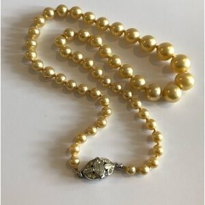 Crown Trifari Vintage Pearl and Rhinestone Necklace